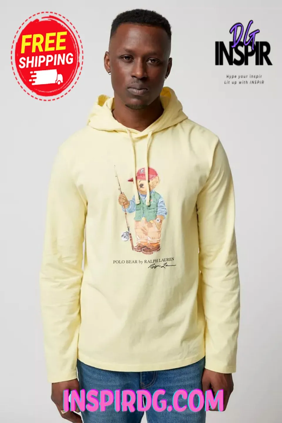 -Urban Outfitters Polo Ralph Lauren Fishing Bear Hooded Long Sleeve Tee