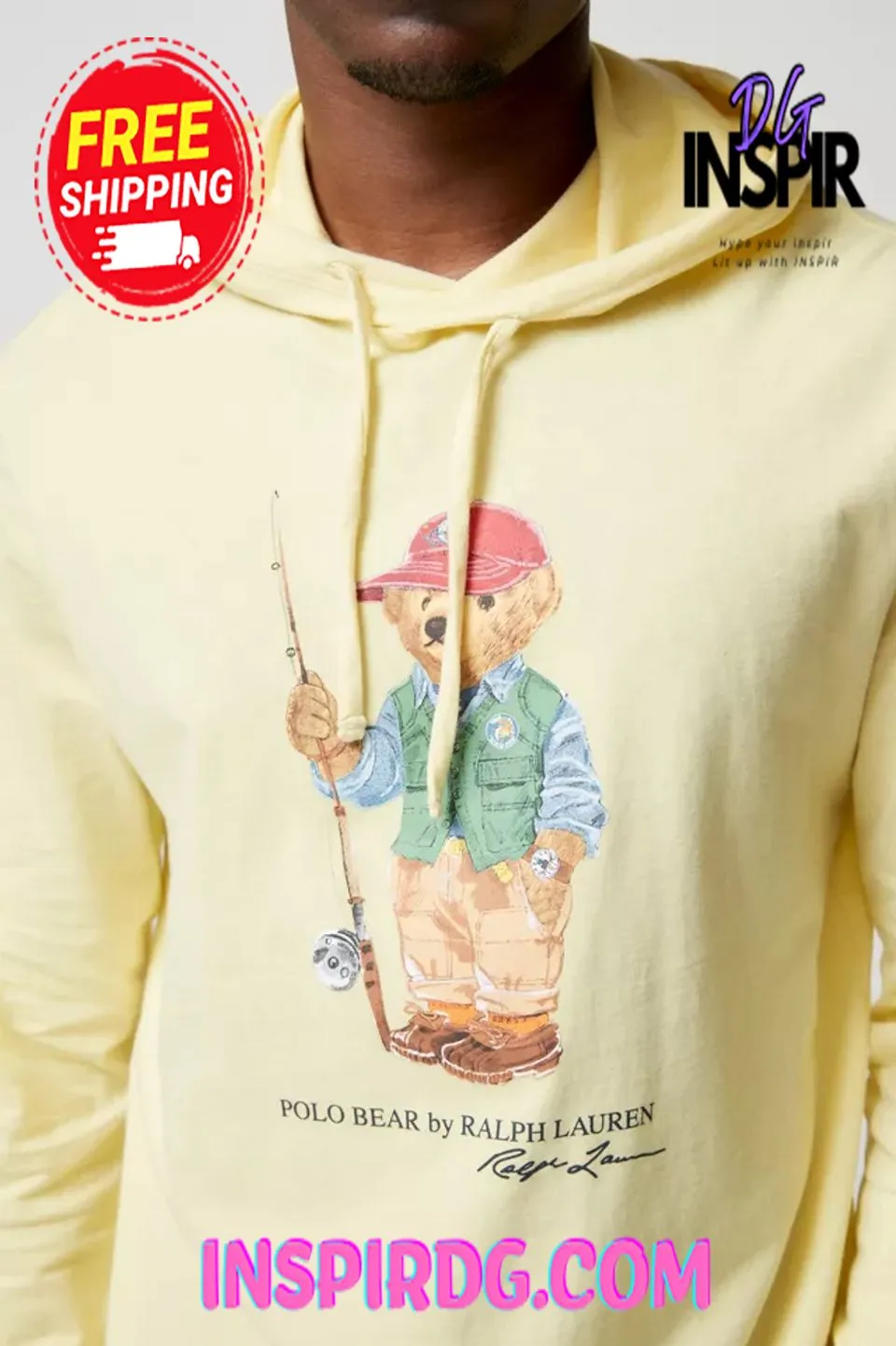 -Urban Outfitters Polo Ralph Lauren Fishing Bear Hooded Long Sleeve Tee