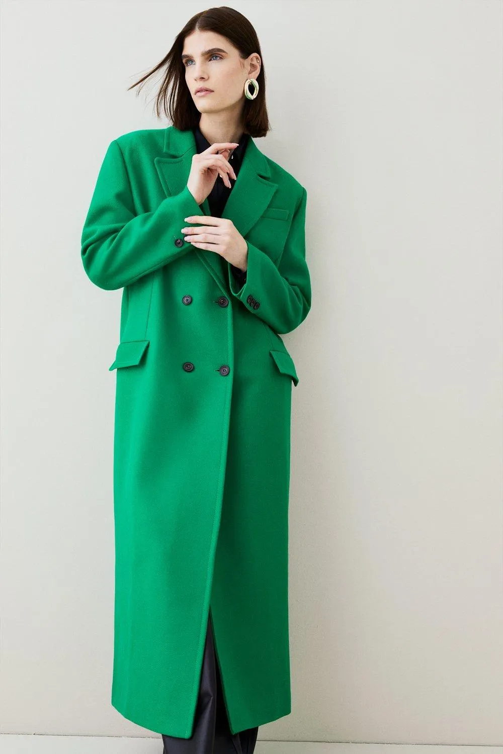 18.01 Italian Virgin Wool Oversized Maxi Coat | Karen Millen