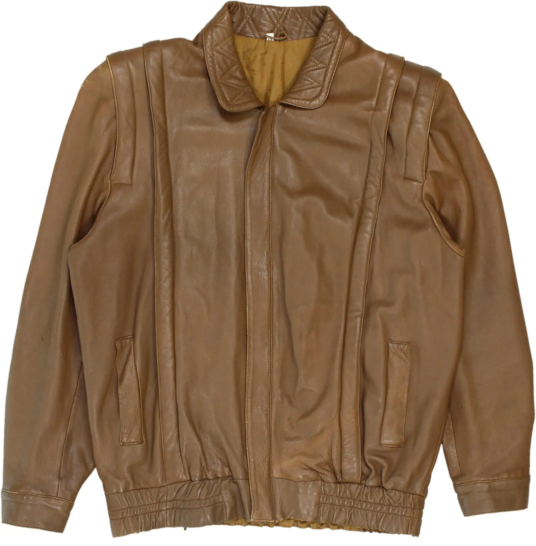 80s Brown Leather Jacket with Shoulder Pads | ThriftTale