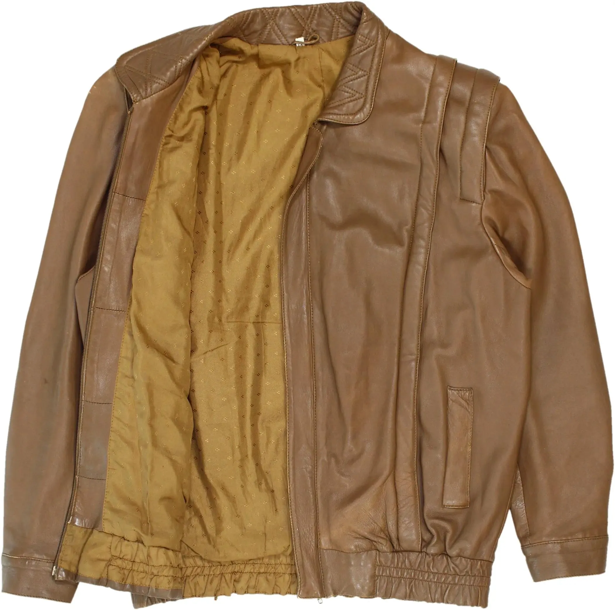 80s Brown Leather Jacket with Shoulder Pads | ThriftTale