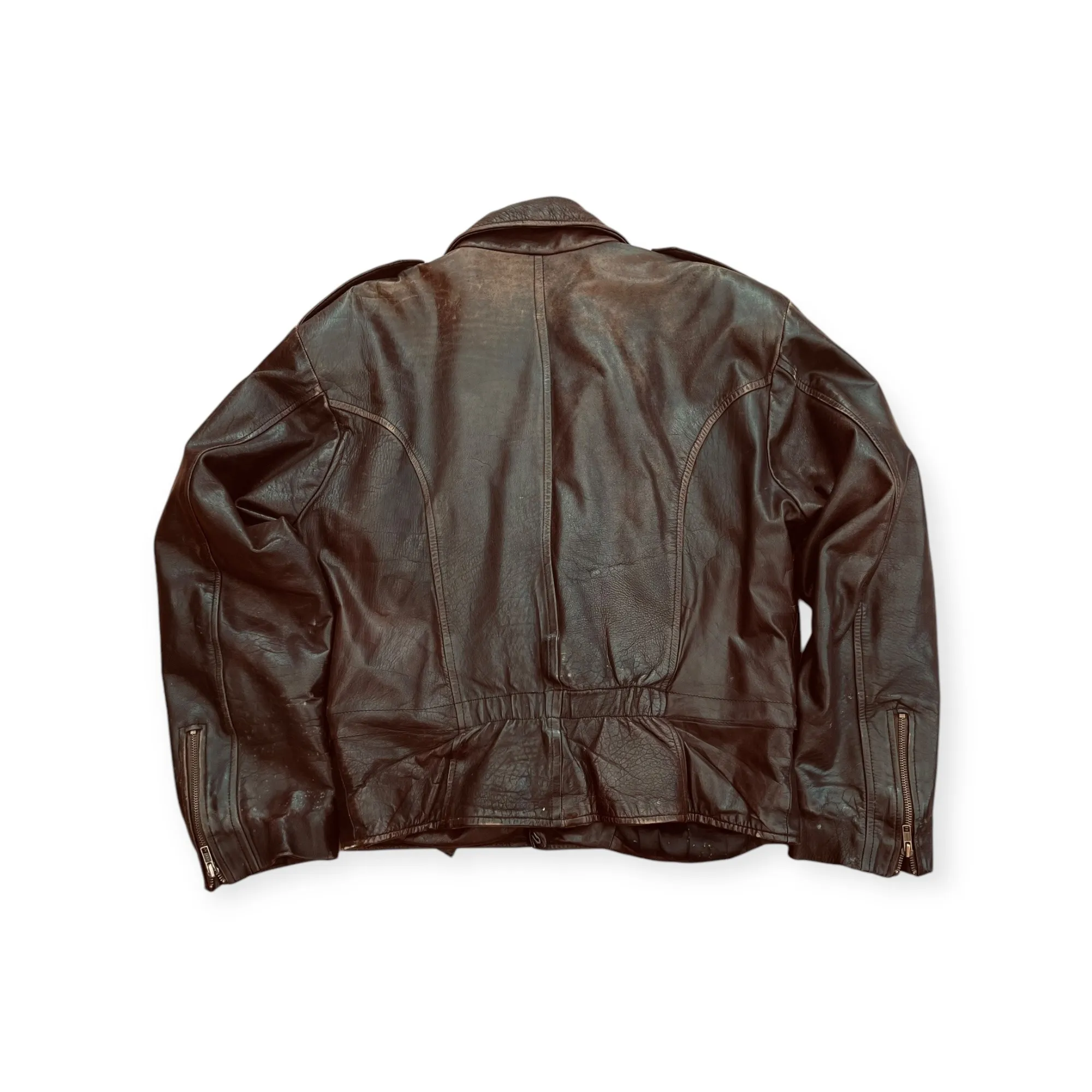 80s Leather Bomber Jacket