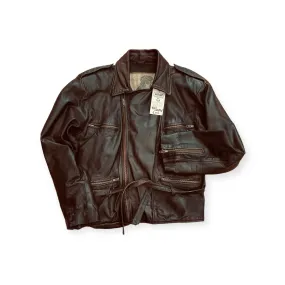 80s Leather Bomber Jacket