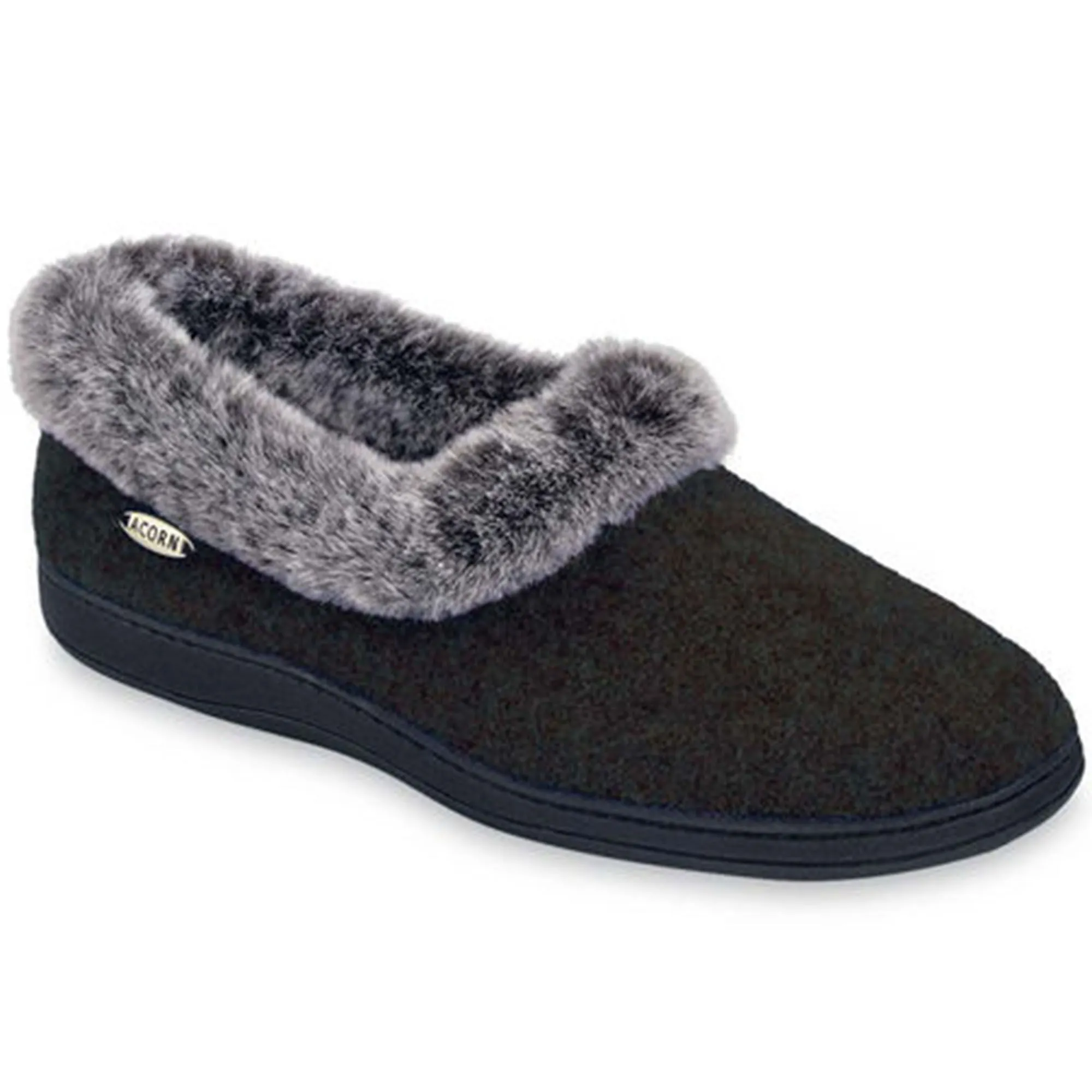 Acorn Women's Faux Fur Chinchilla Collar Slipper