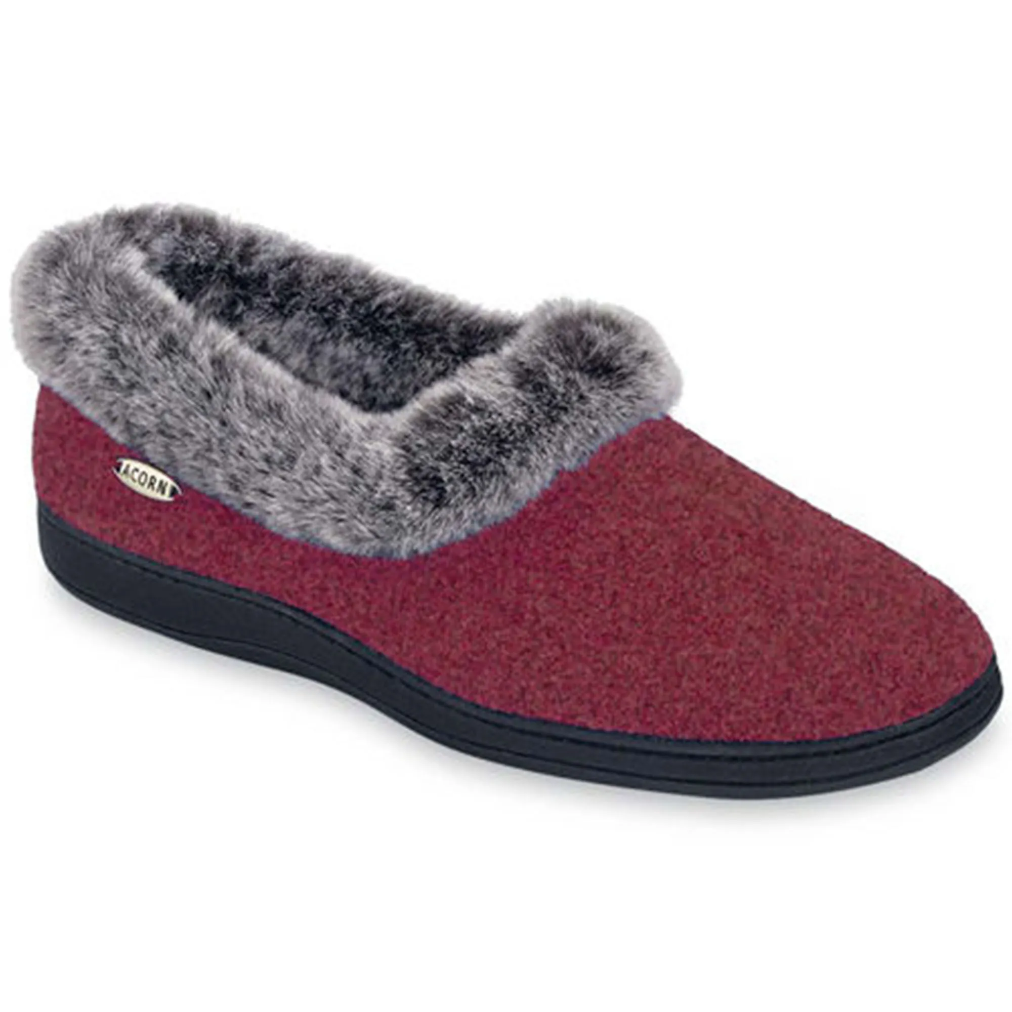 Acorn Women's Faux Fur Chinchilla Collar Slipper