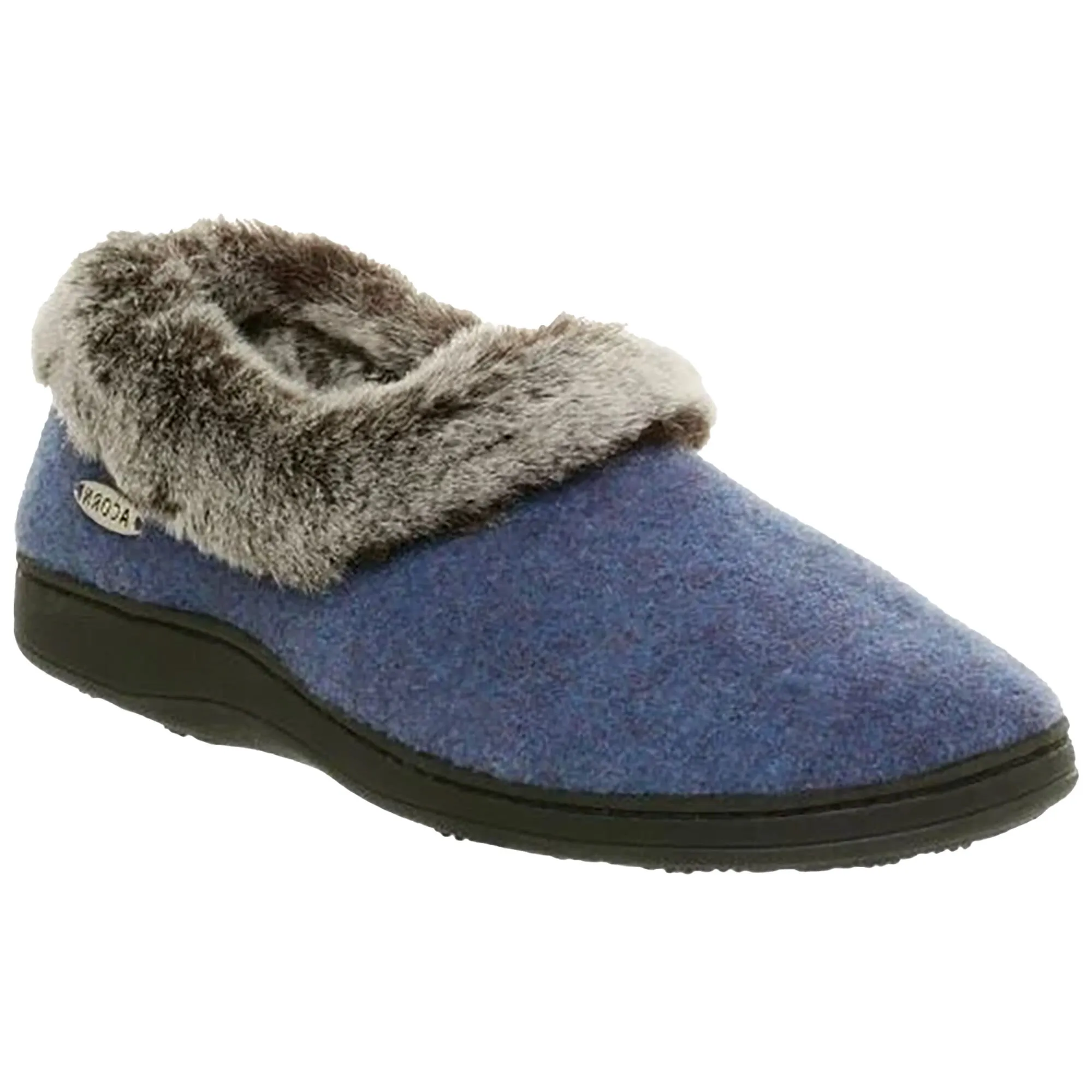 Acorn Women's Faux Fur Chinchilla Collar Slipper