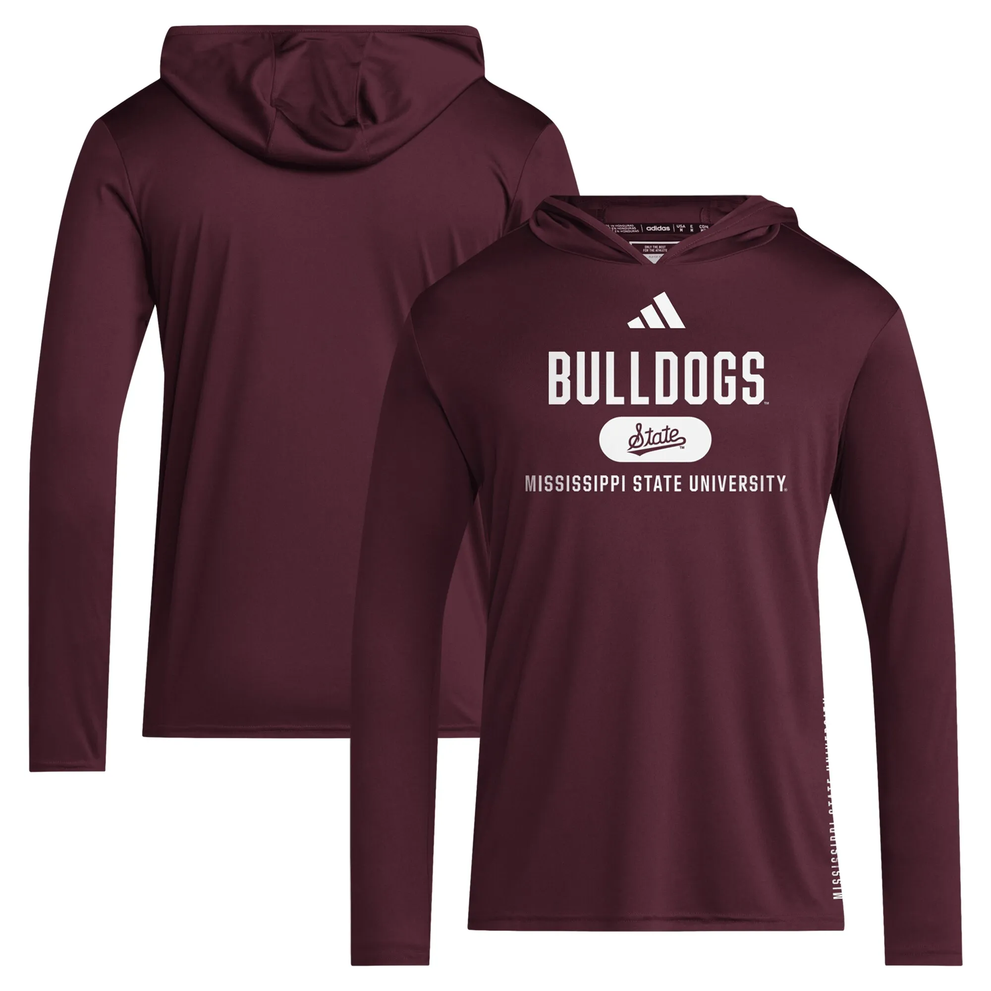 adidas Mississippi State Bulldogs Maroon 2024 Sideline Hooded Long Sleeve T-Shirt