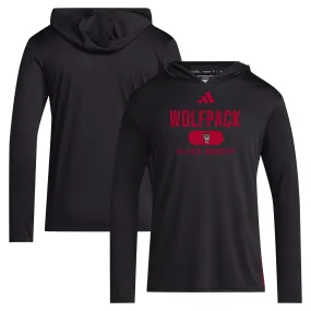 adidas NC State Wolfpack Black 2024 Sideline Hooded Long Sleeve T-Shirt