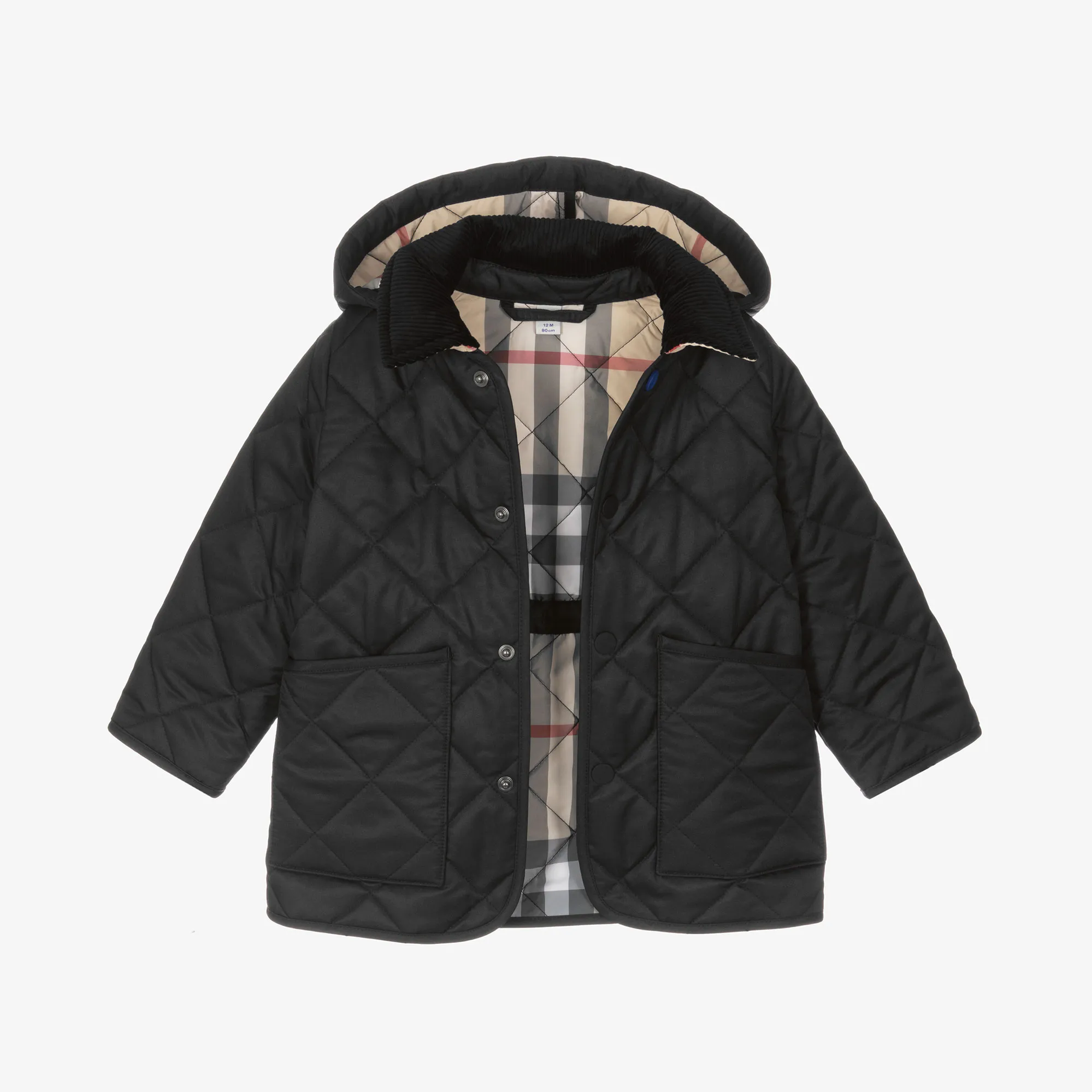 Baby Boys Black Quilted Coat