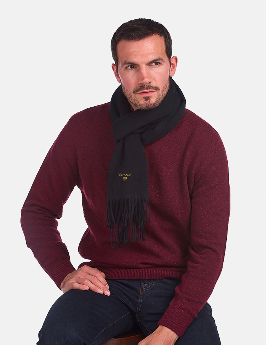 Barbour Plain Lambswool Scarf - Black