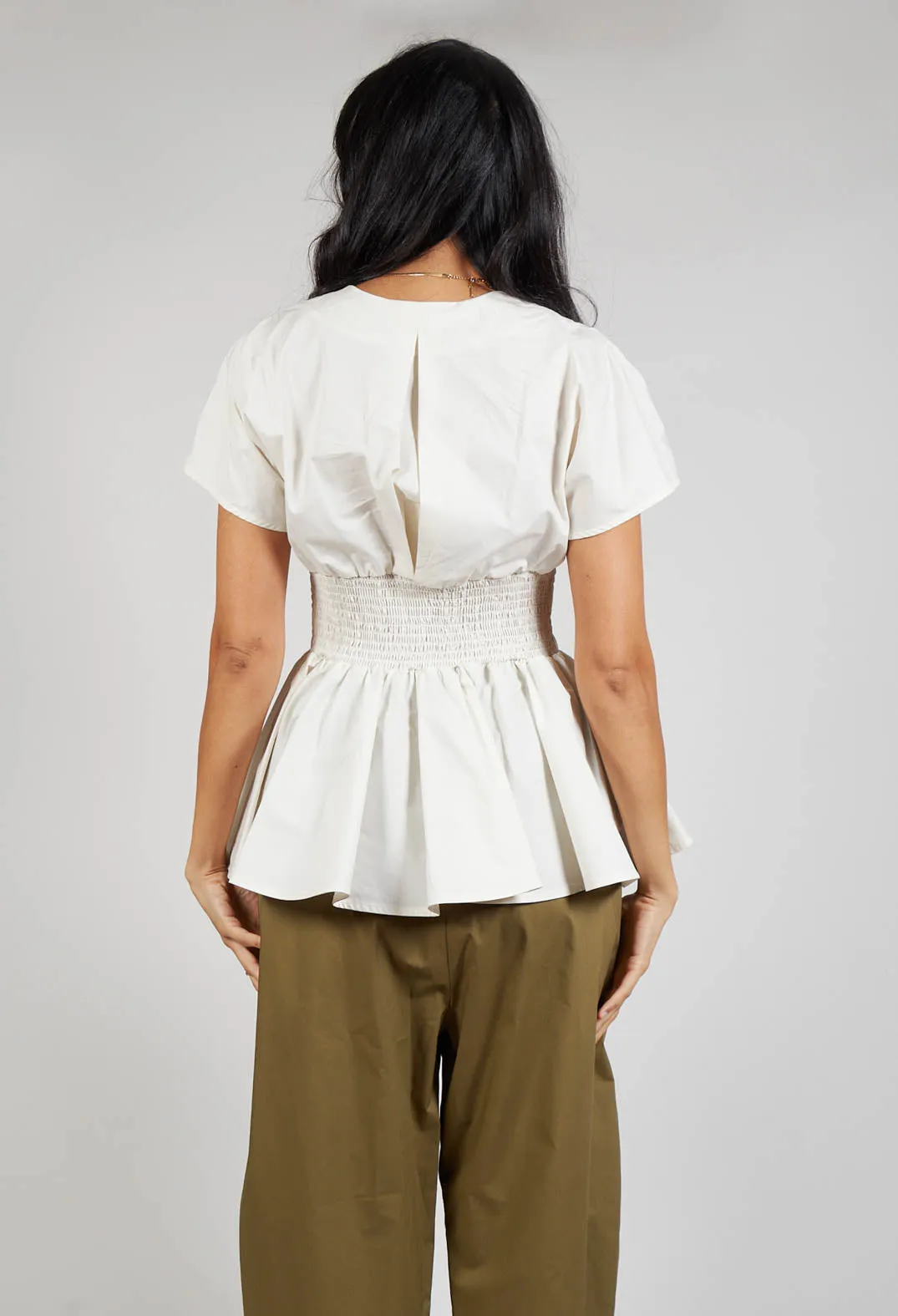 Belt Front Blouse in Cream