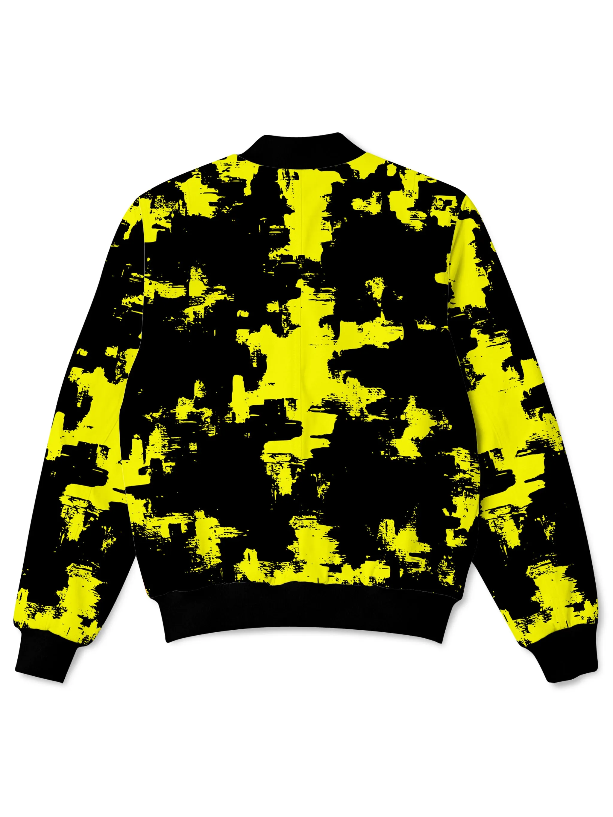 Black and Yellow Abstract Bomber Jacket