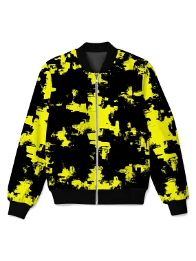 Black and Yellow Abstract Bomber Jacket