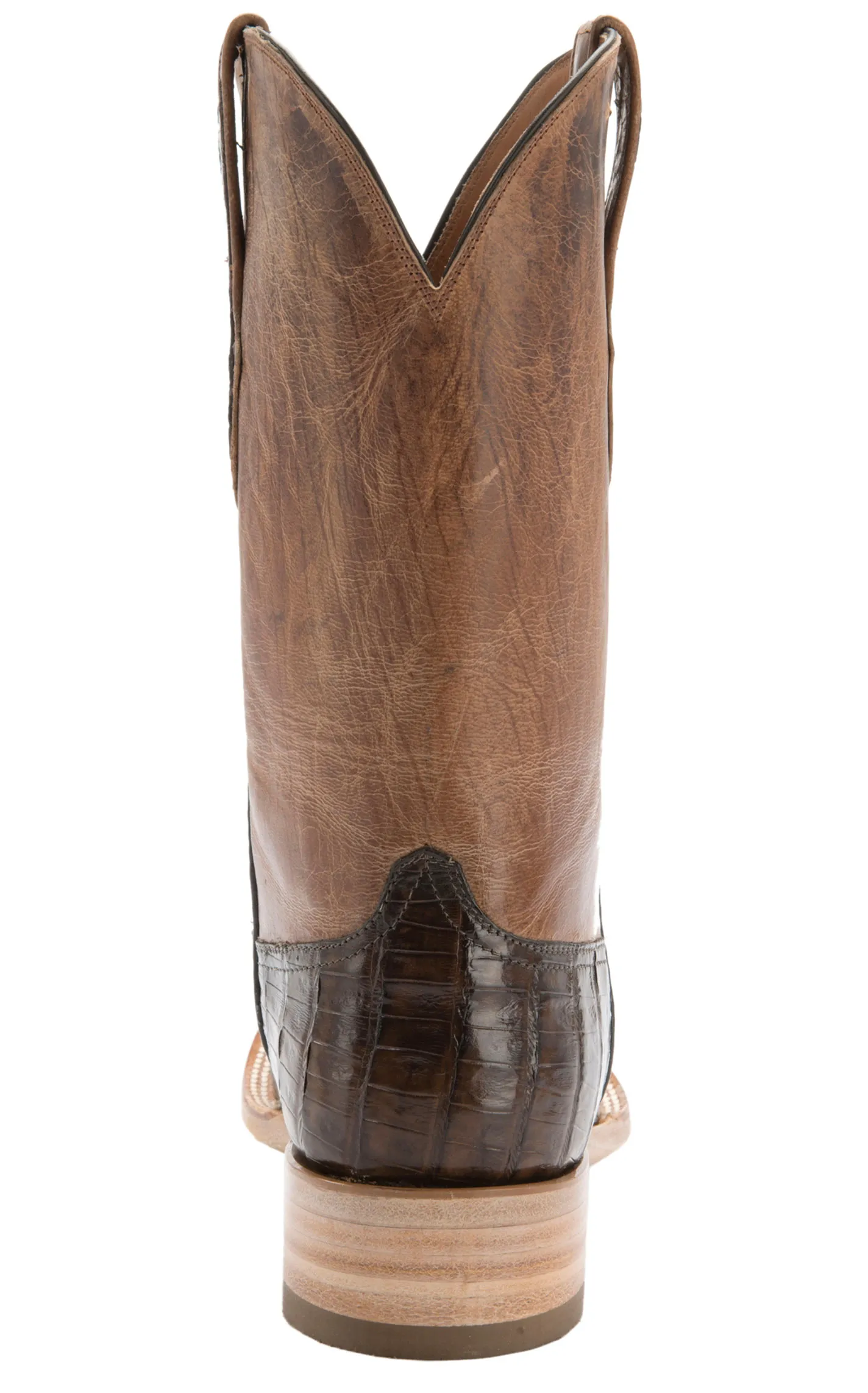 Black Jack Men's Chocolate Gator and Tan Goat Maddog Square Toe Exotic Cowboy Boots