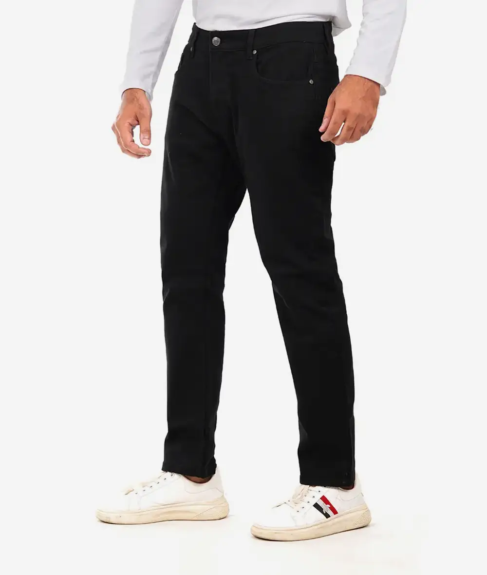 Black Stretch Jeans for Men - Tapered Fit Denim Pant