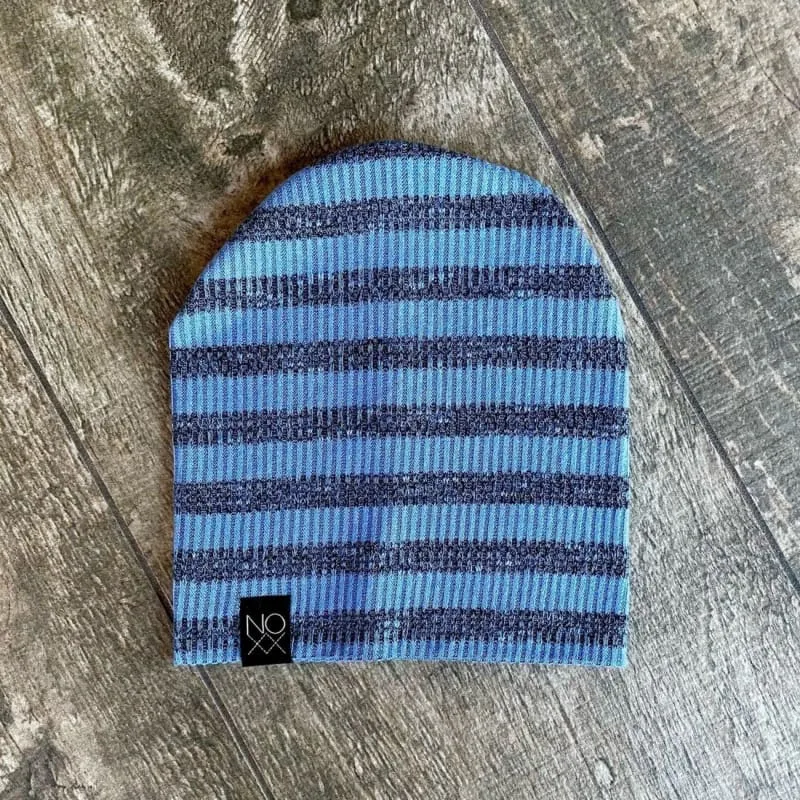 Blue Stripes | Ribbed Knit Beanie - Newborn