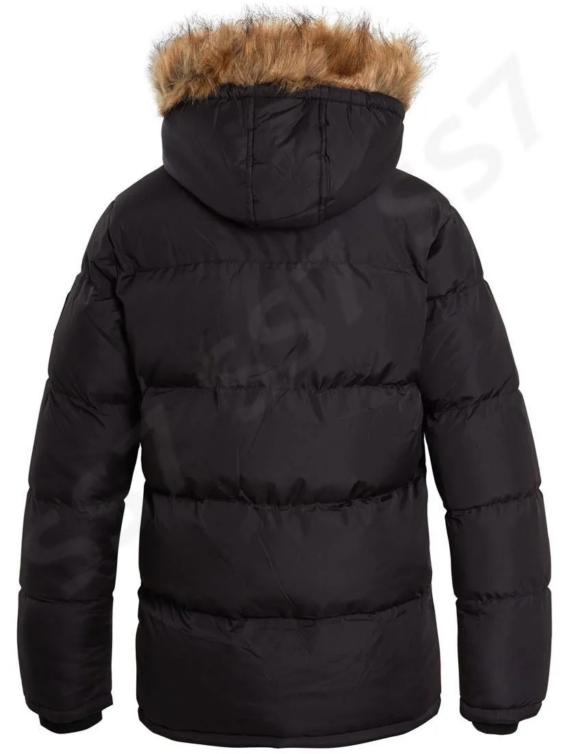 Boys Padded Parka Coat with Faux Fur Trim Hood, Ages 7 to 13 Years