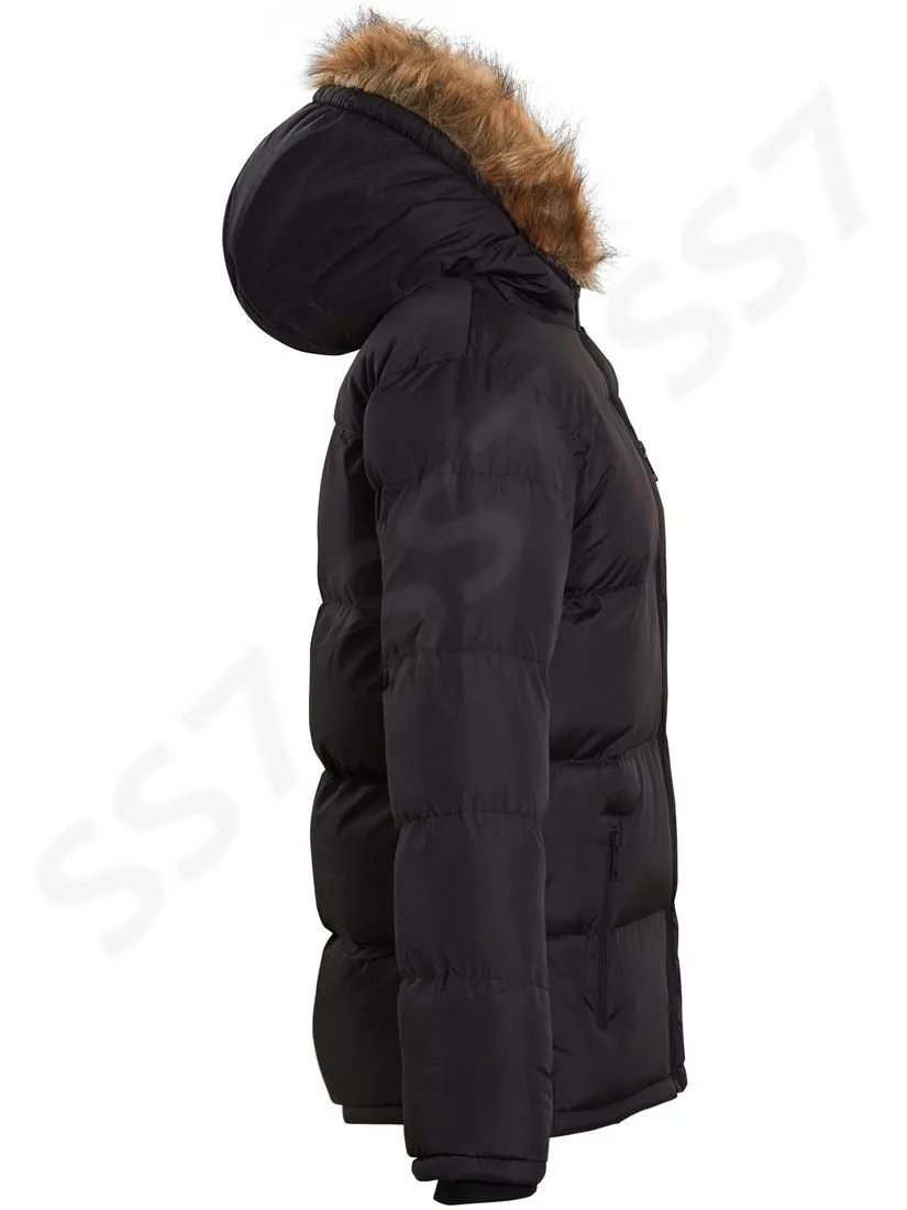 Boys Padded Parka Coat with Faux Fur Trim Hood, Ages 7 to 13 Years