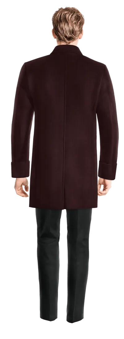 Burgundy Double Breasted Coat with contrasted Buttonthreads