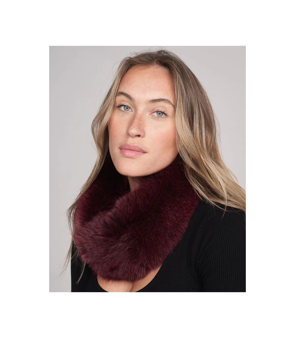 Burgundy Fox Fur Collar: FurHatWorld.com