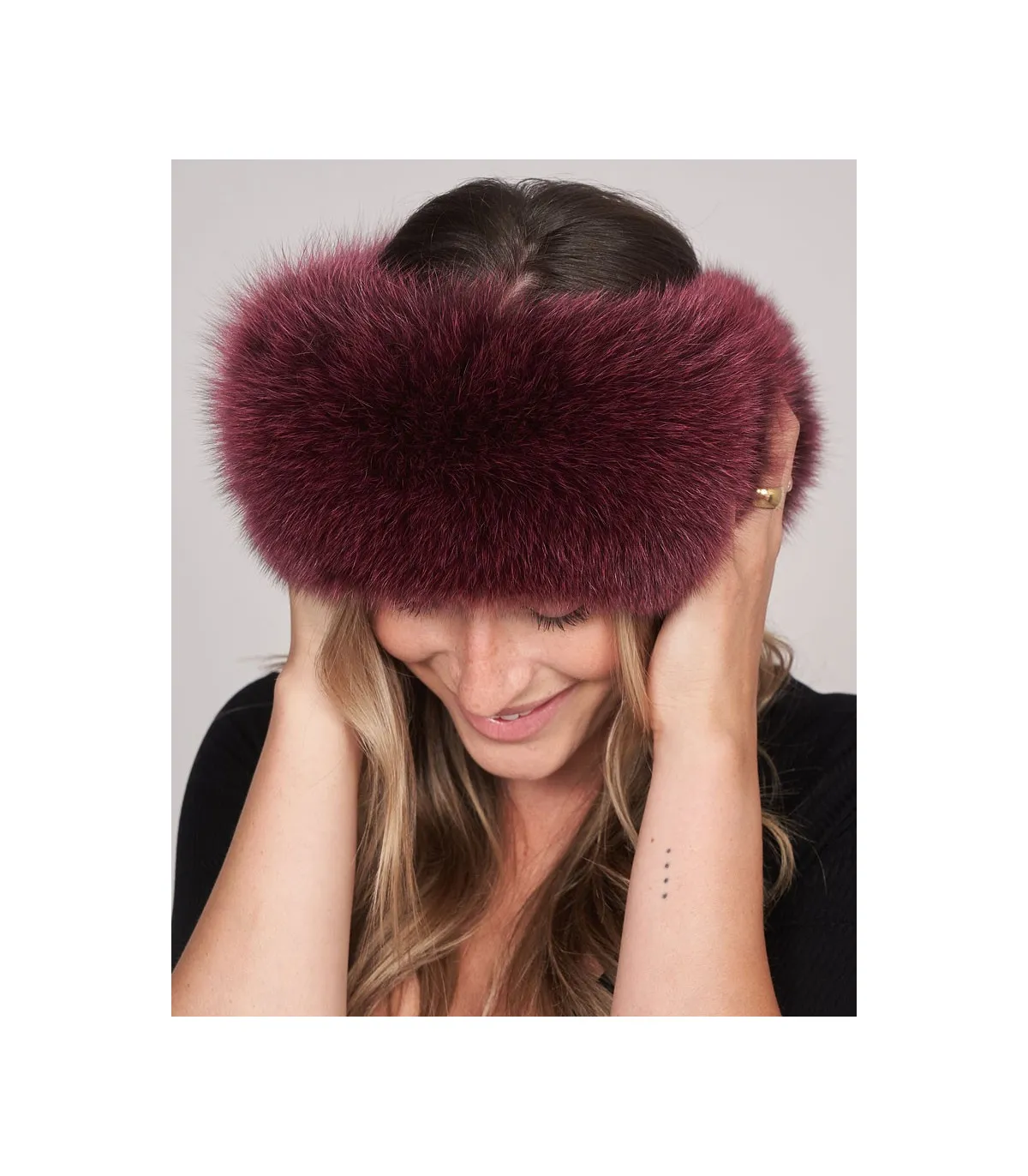 Burgundy Fox Fur Collar: FurHatWorld.com