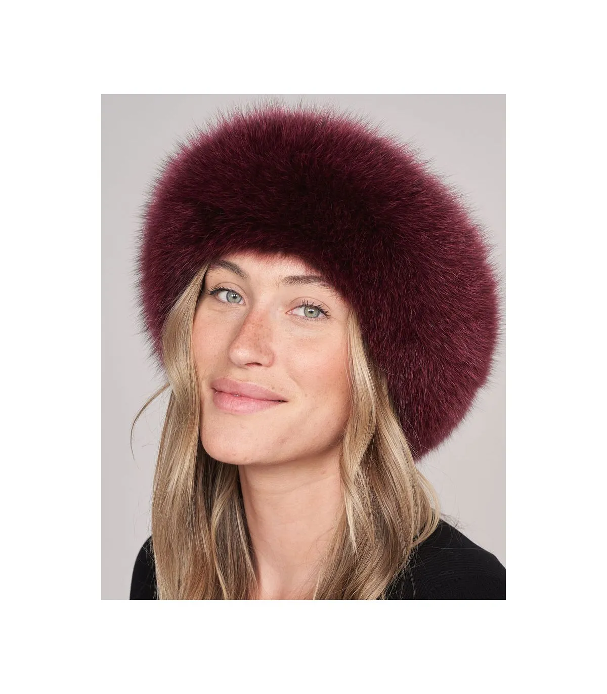 Burgundy Fox Fur Headband: Fursource.com