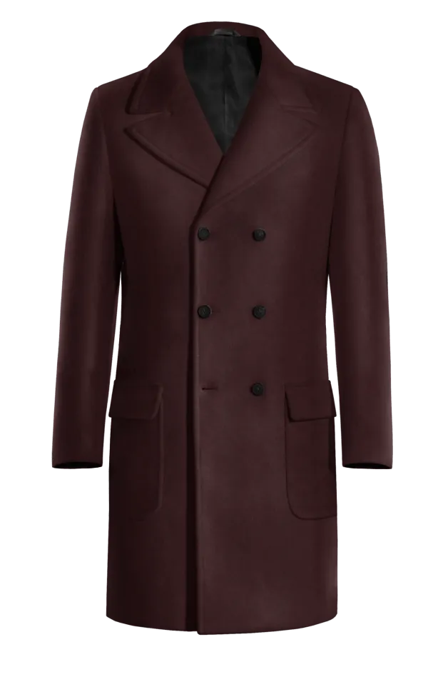 Burgundy Long Double-Breasted Coat