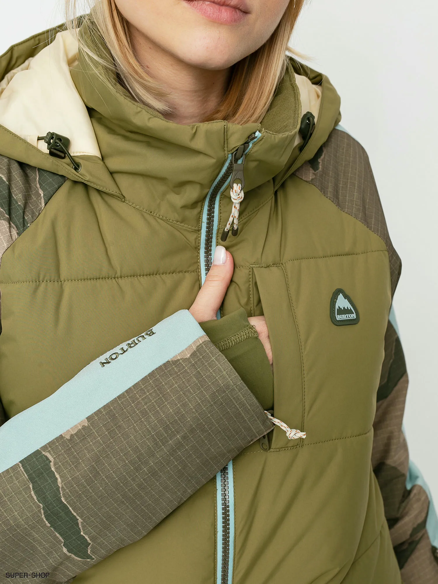 Burton Keelan Snowboard jacket Wmn (martini olive/barren camo/ether blue)