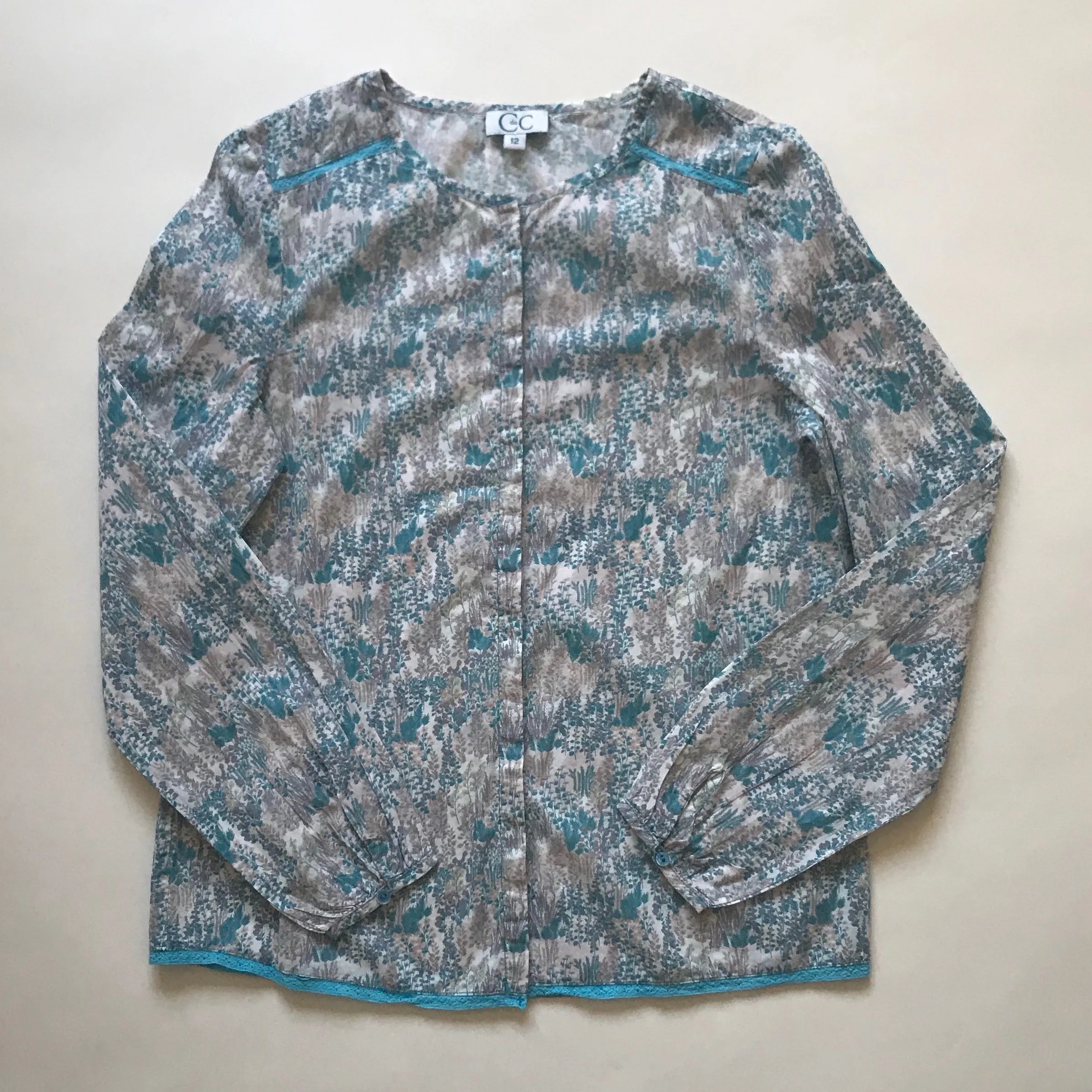 C de C Turquoise Floral Print Blouse: 4 Years & 12 Years