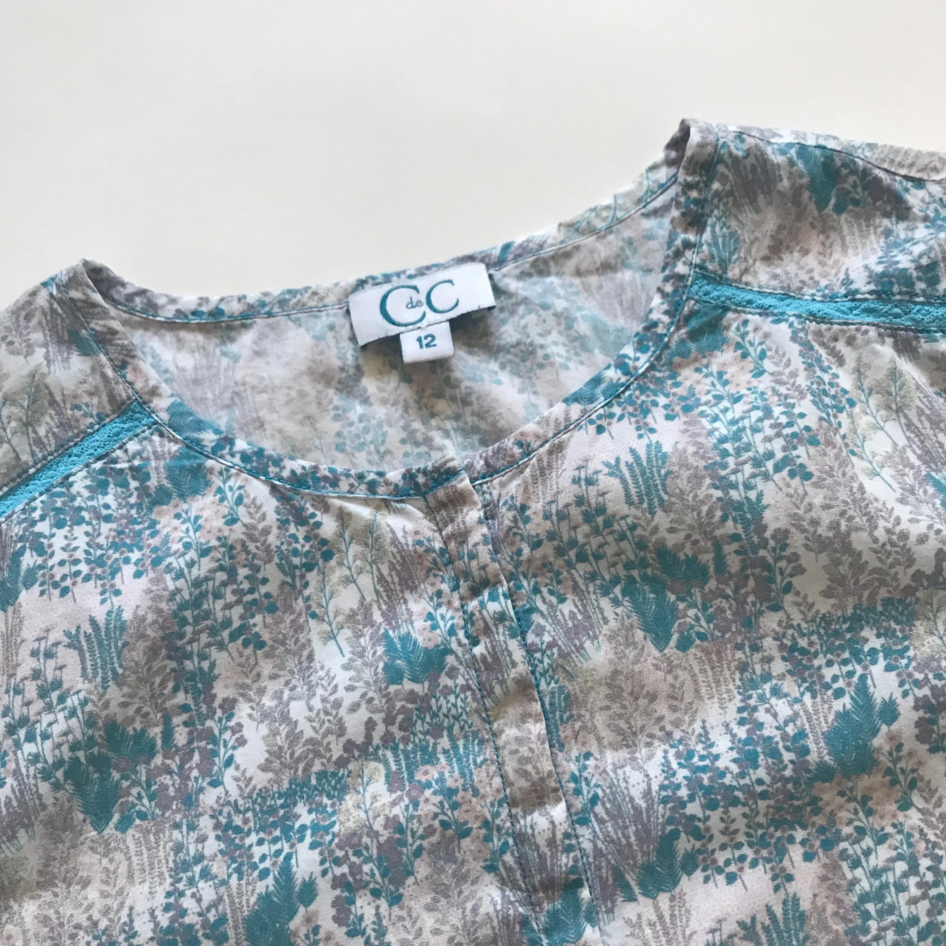 C de C Turquoise Floral Print Blouse: 4 Years & 12 Years