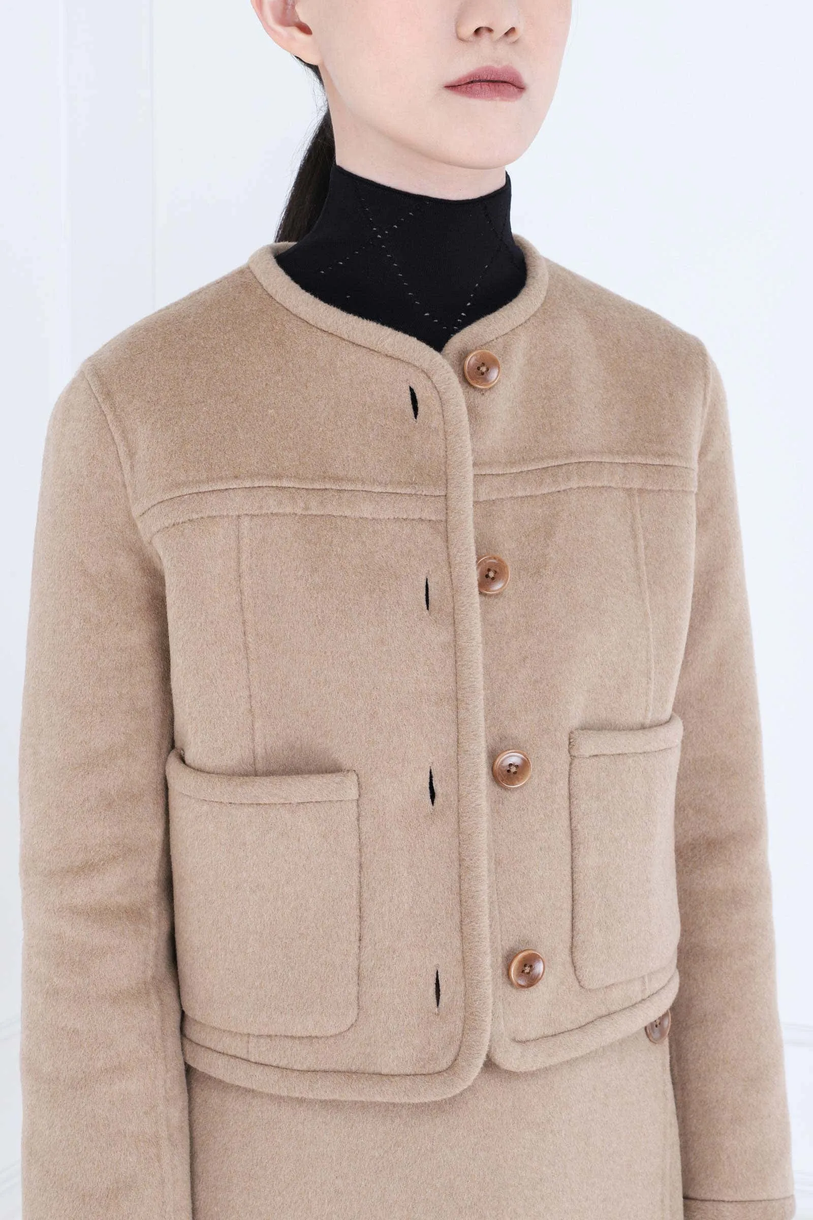 Camel Reversible Melton Double Face Jacket