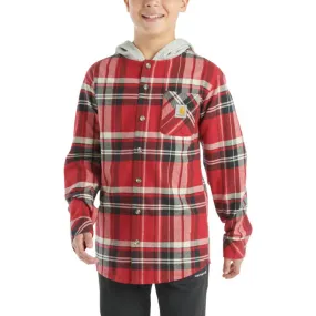 Carhartt Boys' Long Sleeve Flannel Button-Front Hooded Shirt