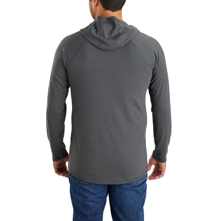 Carhartt Men's Force Relaxed Fit Long Sleeve Logo Graphic Hooded T-Shirt in Carbon Heather