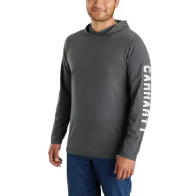 Carhartt Men's Force  Relaxed Fit Logo Hooded Long Sleeve T-Shirt