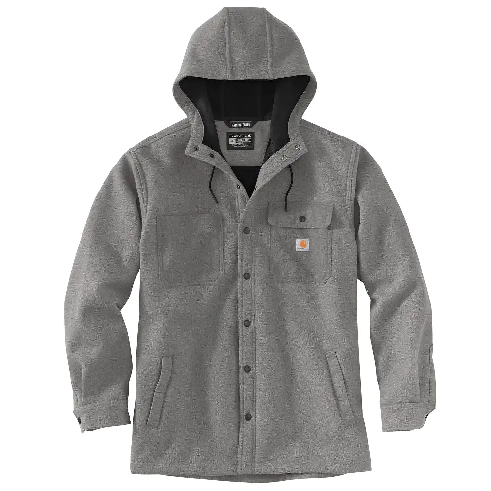 'Carhartt' Men's Rain Defender Heavyweight Hooded Shirt Jac - Black Heather