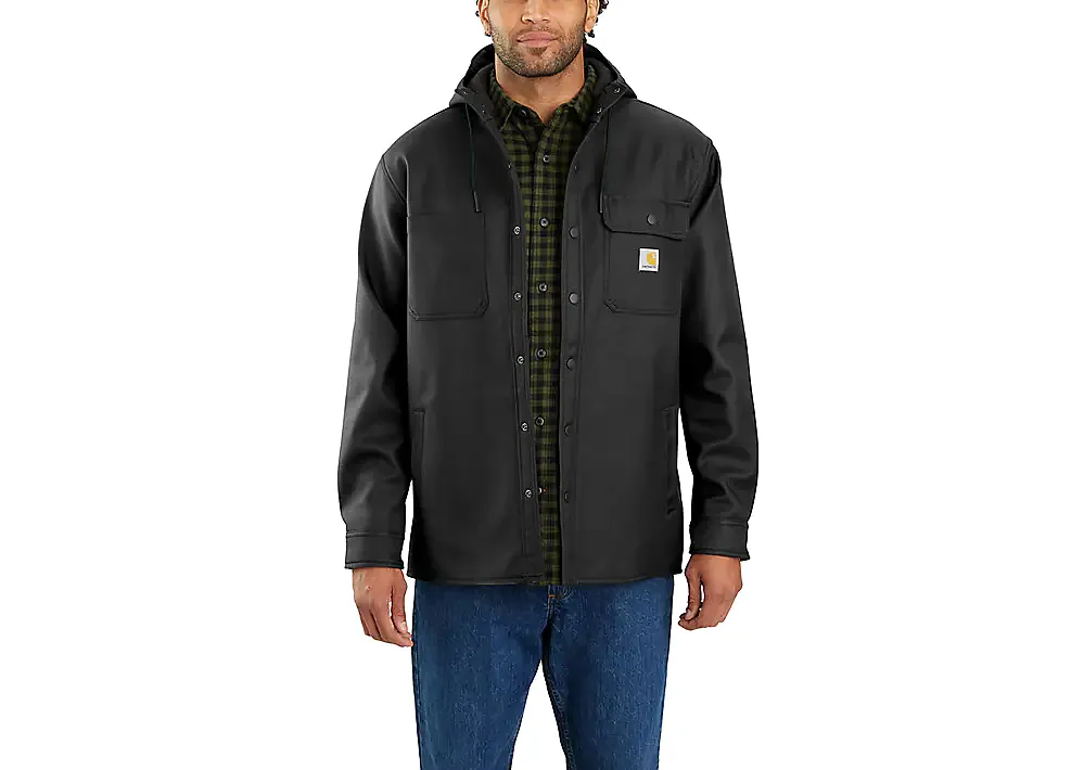 'Carhartt' Men's Rain Defender Heavyweight Hooded Shirt Jac - Black