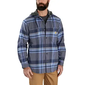 'Carhartt' Men's Rugged Flex Flannel Fleece Lined Hooded Shirt Jac - Navy