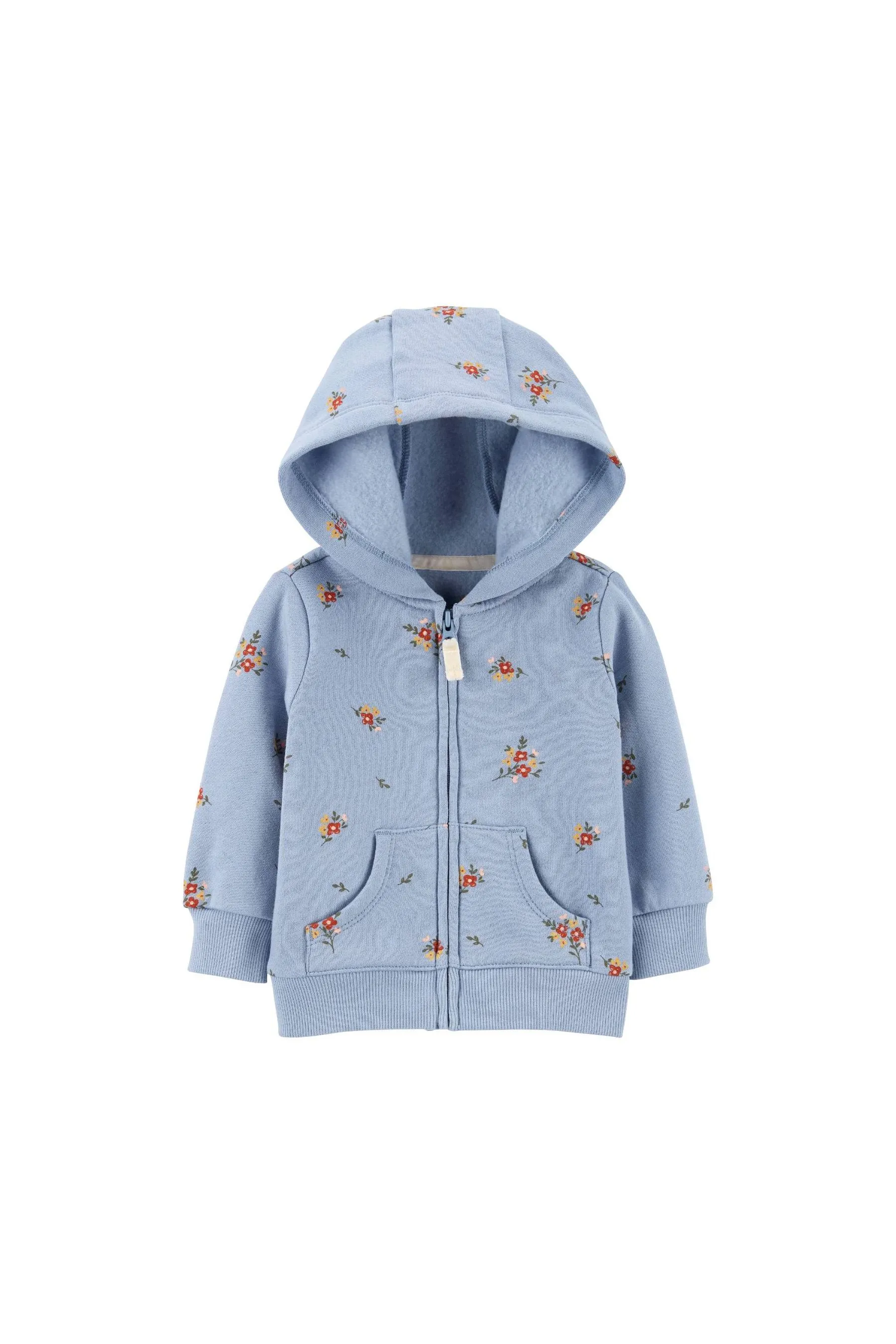 Carter's Floral Zip-Up Fleece Hoodie Blue Girl Hoodies