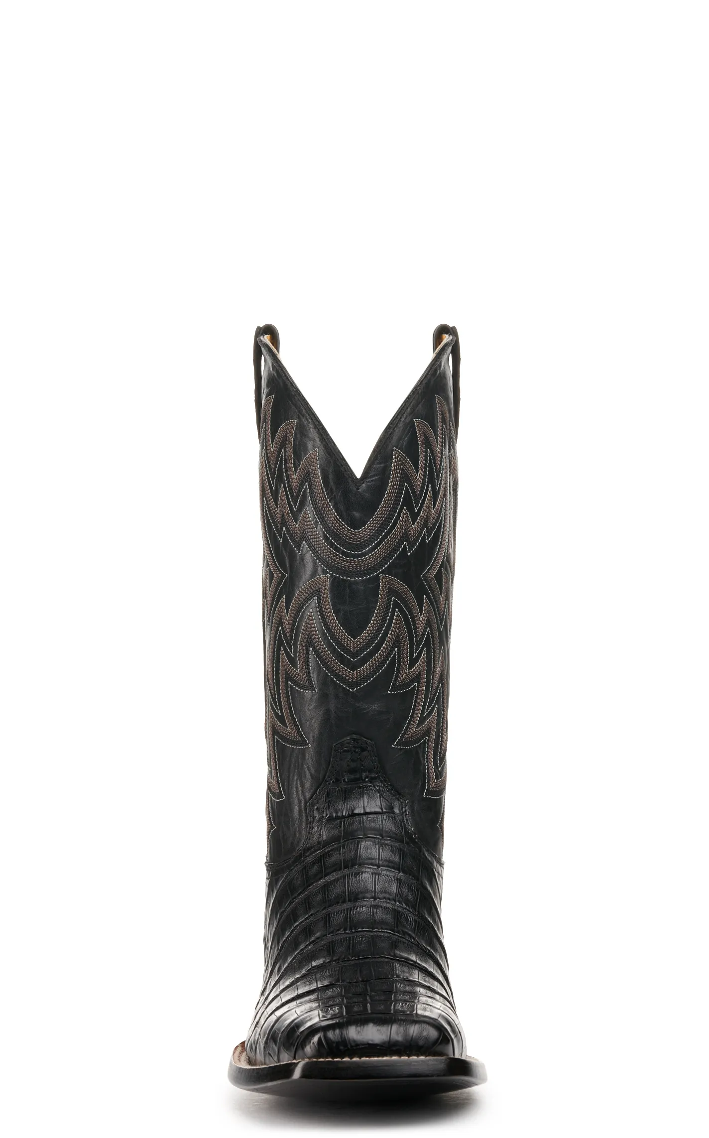 Cavender's Men's Black Caiman Tail Wide Square Toe Exotic Cowboy Boot