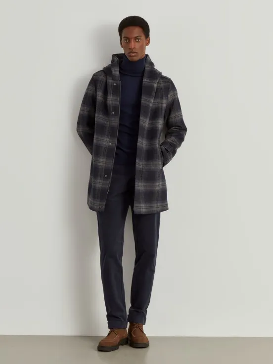 Checkered coat with hood