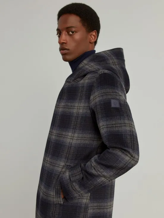 Checkered coat with hood