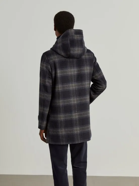 Checkered coat with hood