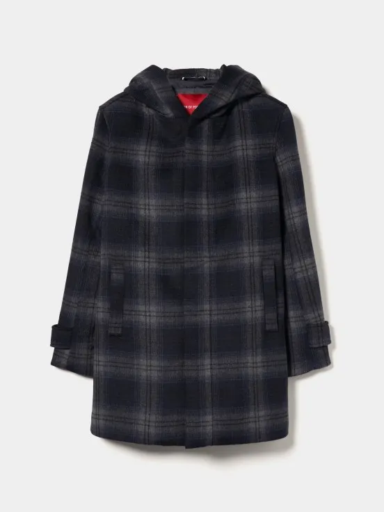 Checkered coat with hood