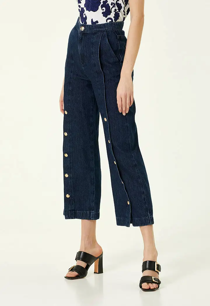 Collection Button Detail Denim Trouser Blue