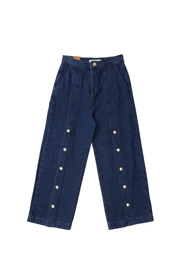 Collection Button Detail Denim Trouser Blue