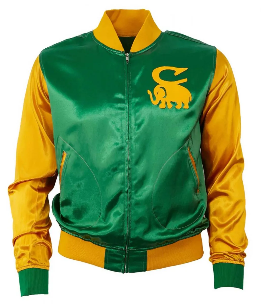 Color Block Cienfuegos Elefantes Yellow and Green Satin Jacket