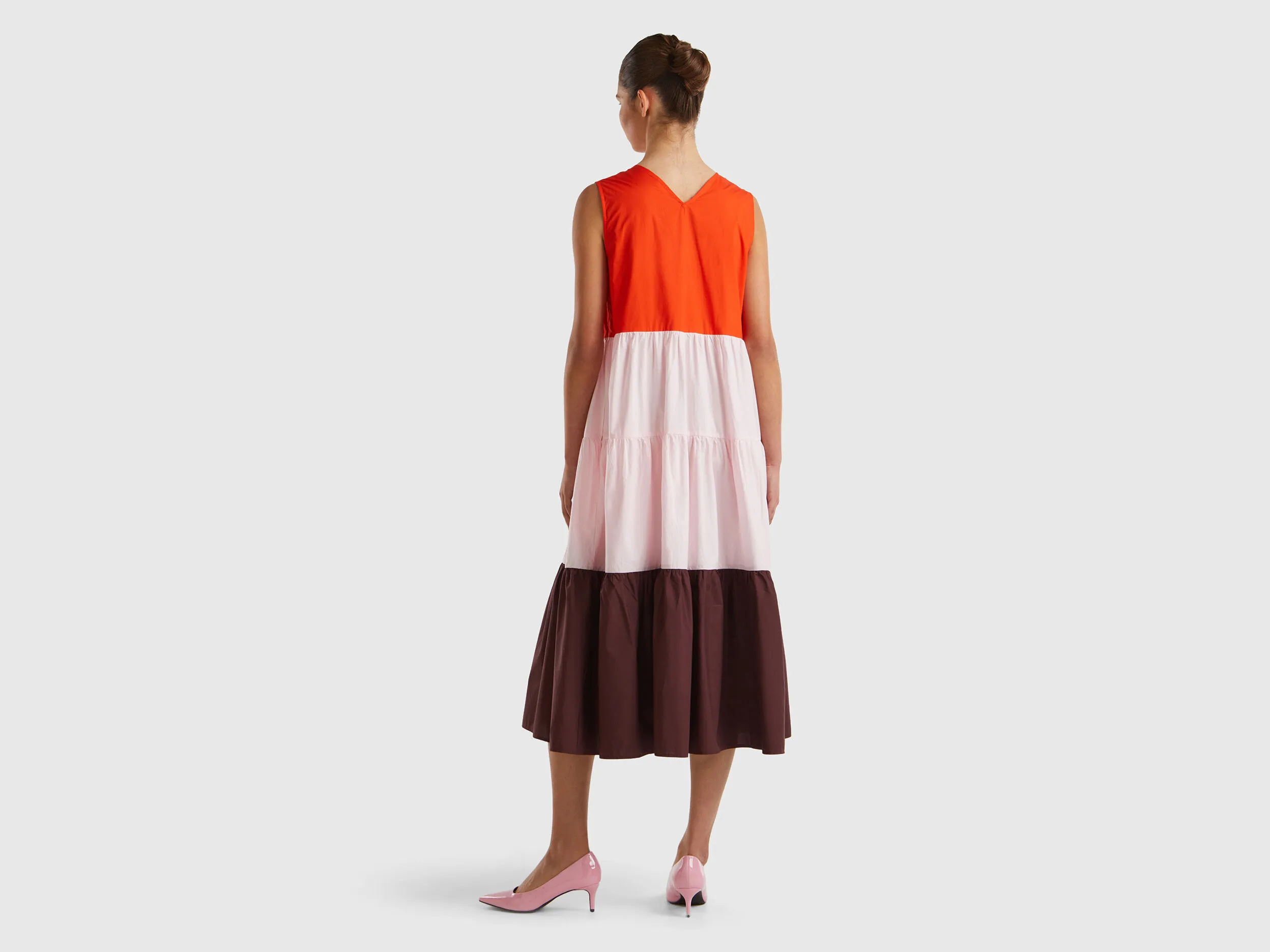 Color block dress with flounces - Multi-color | Benetton