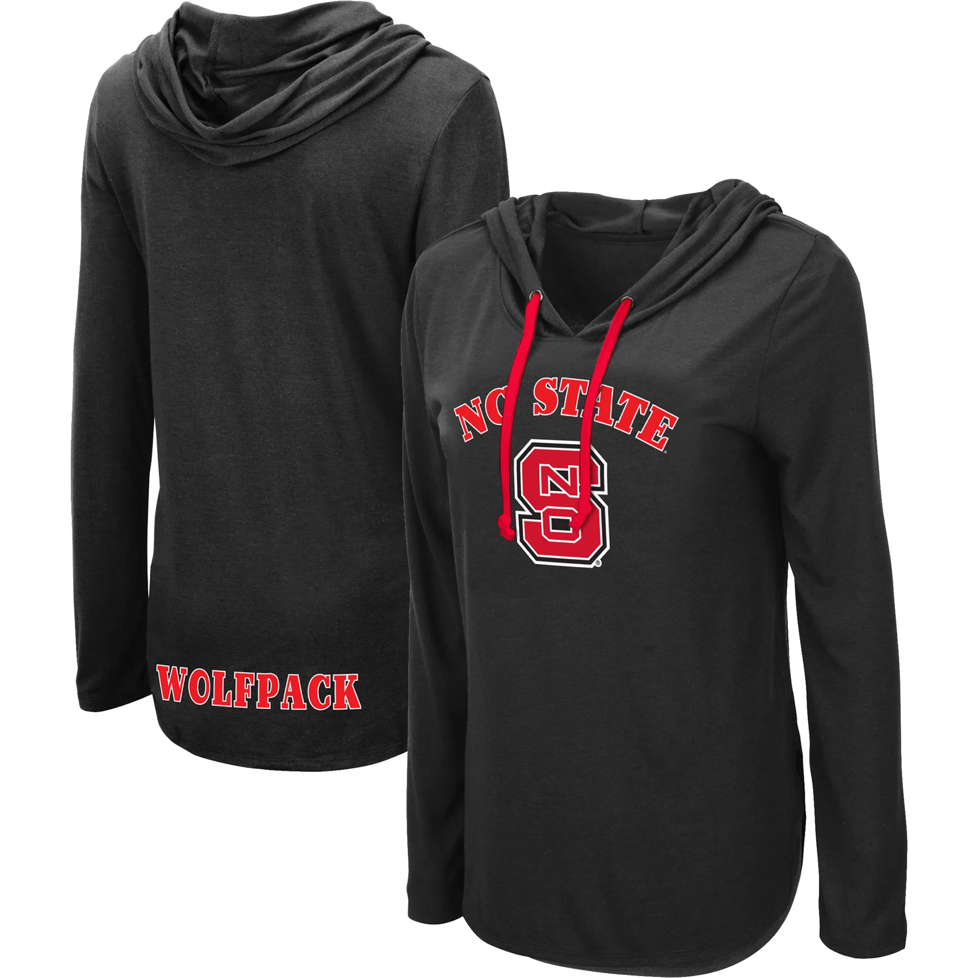 Colosseum NC State Wolfpack Women's Black My Lover Lightweight Hooded Long Sleeve T-Shirt