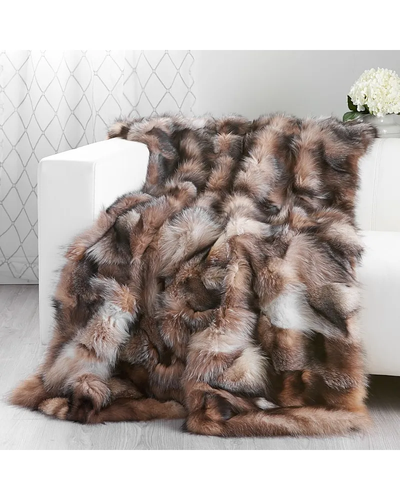 Crystal Fox Fur Blanket for Luxurious Home Decor at FurSource.com