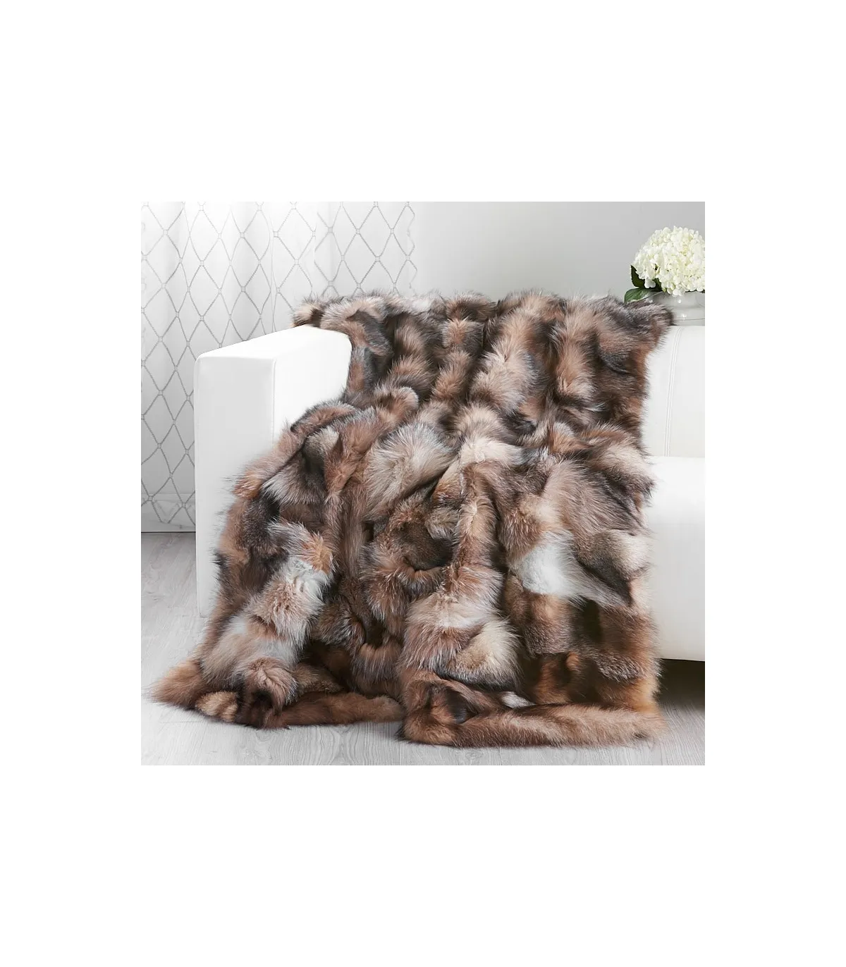 Crystal Fox Fur Blanket for Luxurious Home Decor at FurSource.com